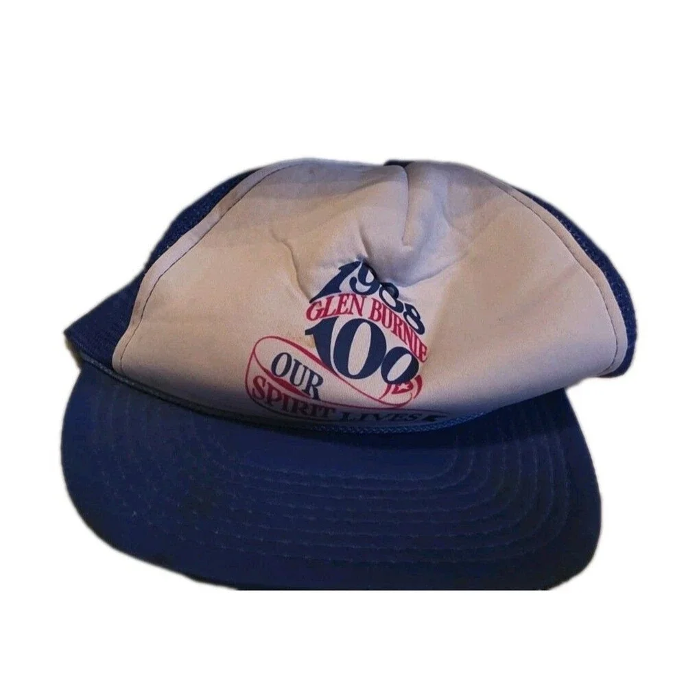 Vintage 1988 Glen Burnie 100 Centennial Trucker Hat Our Spirit Lives MD Mesh Cap